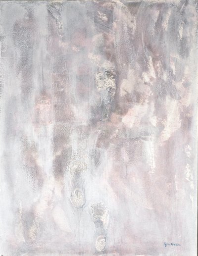 Where Do We Go、2014年（混合技術、砂とアクリル） 作： Agnes Girardon