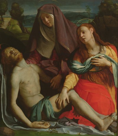 聖母マリアとマグダラのマリアの間の死んだキリスト 作： Agnolo Bronzino