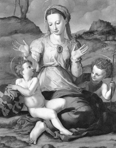 聖ヨハネとマドンナと子供 作： Agnolo Bronzino