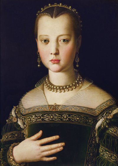 マリア・デ・メディチの肖像、1551年（パネル上のテンペラ） 作： Agnolo Bronzino