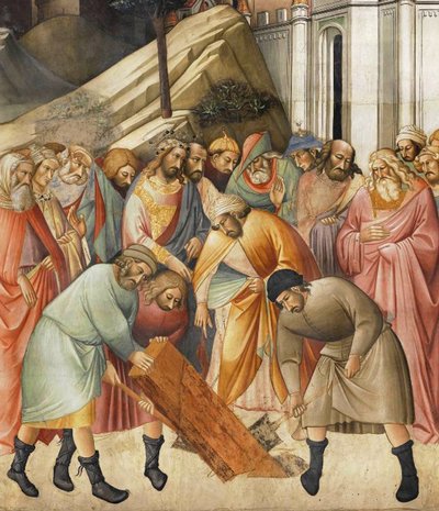 十字架の梁の1つを埋めるソロモン王、1380年頃 作： Agnolo Gaddi