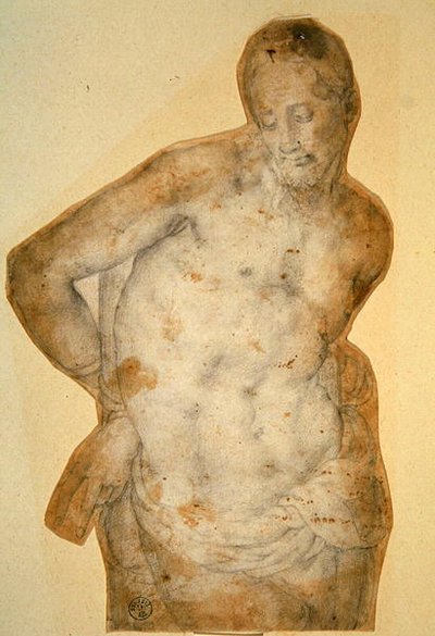 列柱のキリスト」（紙にチョーク 作： Agnolo Bronzino