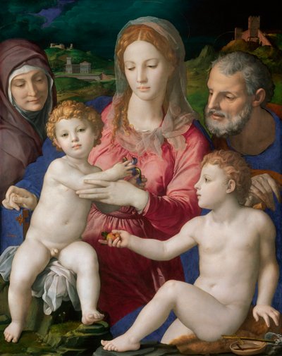La Sainte Famille avec Sainte Anne et Saint Jean Baptiste - 聖アンナと洗礼者ヨハネのいる聖家族 - アニョロ ブロンジーノ作 (Allori Angelo di Cosimo dit Bronzino) 作： Agnolo Bronzino