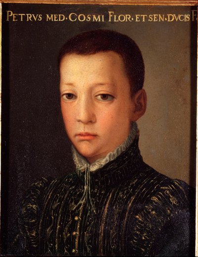 ドン・ピエトロ・デ・メディシス（1554-1604）（ピエトロ・デ・メディチ）の肖像 青年 絵画 アッロリ・アンジェロ・ディ・コジモ・ディ・ブロンジーノ（1503-1572） - 16世紀 日 15x12 cm メディチ・リッカルディ宮殿（メディチ・リッカルディ） フィレンツェ 作： Agnolo Bronzino