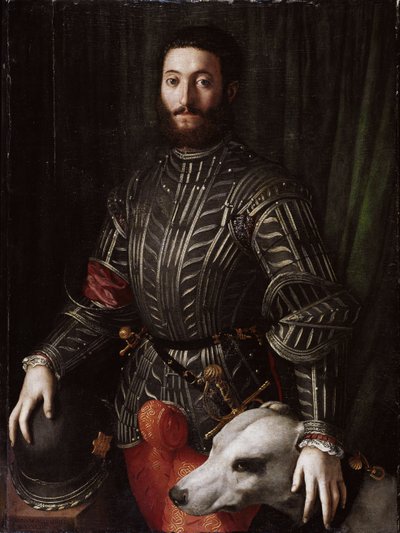 Guidobaldo II Della Rovere (1514-1574) ウルビーノ公爵の肖像 ブロンジーノによる絵画 Agnolo di Cosimo di Mariano (1503-1572) 1531-1532 木に油彩、ディム 114x86 cm フィレンツェ、ピッティ宮殿 作： Agnolo Bronzino