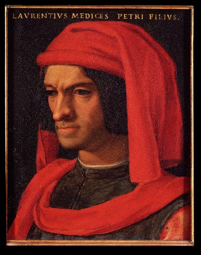 ローレンツォ・イル・マニフィコの肖像」（銅に油彩 作： Agnolo Bronzino
