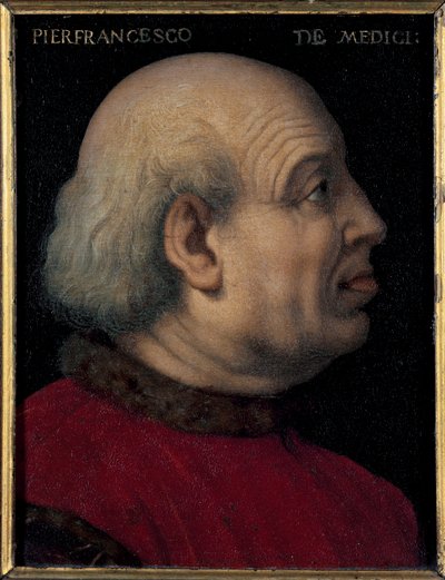 Pierfrancesco di Lorenzo de Medicis the Elder (1430-1476) (Pierfrancesco de Medici the Elder Portrait of Pierfrancesco de Medici Italian banker and diplomat, at the House of Medici of Florence) 絵画 Bronzino (Agnolo di Cosimo) (1503-1572) Dim 15x12 cm 作： Agnolo Bronzino