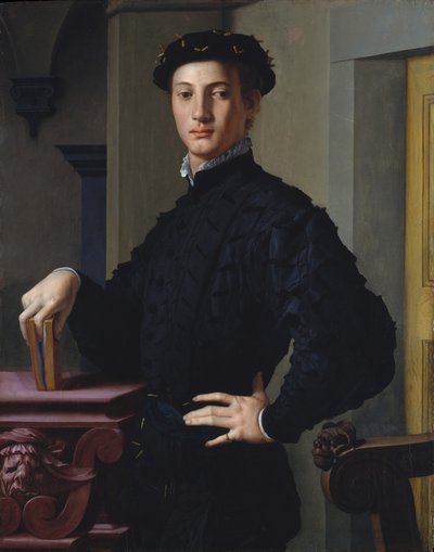 若い男の肖像、1530年頃（木の油） 作： Agnolo Bronzino