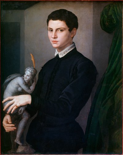 彫刻家の肖像。アンジェロ・ブロンズィーノ（1503-1572）による絵画 作： Agnolo Bronzino