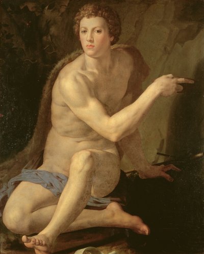 バプテスマの聖ヨハネ（パネルに油彩 作： Agnolo Bronzino