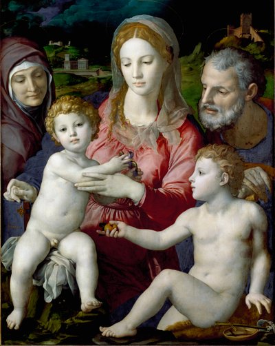 聖アンナと聖ヨハネのいる聖家族 子供の絵 アグノロ・ディ・コジモ・ディ・ブロンズィーノ（1503-1572） 1550 Sun.124,5x99.5 cm ウィーン美術史博物館 作： Agnolo Bronzino