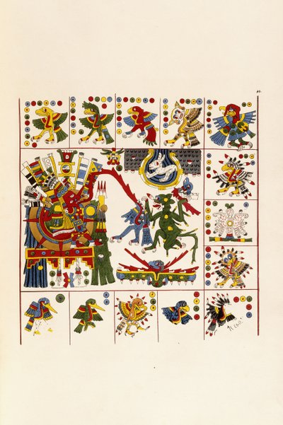 本「メキシコの骨董品：古代メキシコの絵画と象形文字の複製からなる」のページ、c。 1830-1848 作： Agostino Aglio