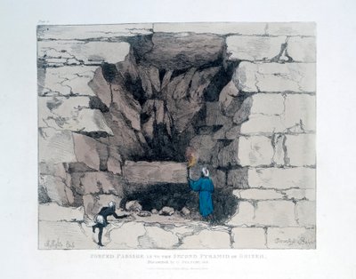 1820年、エジプトのギザの第二ピラミッドの強制航路 作： Agostino Aglio