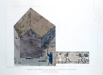 1820年にエジプトのギザの第二ピラミッドにある大部屋 作： Agostino Aglio