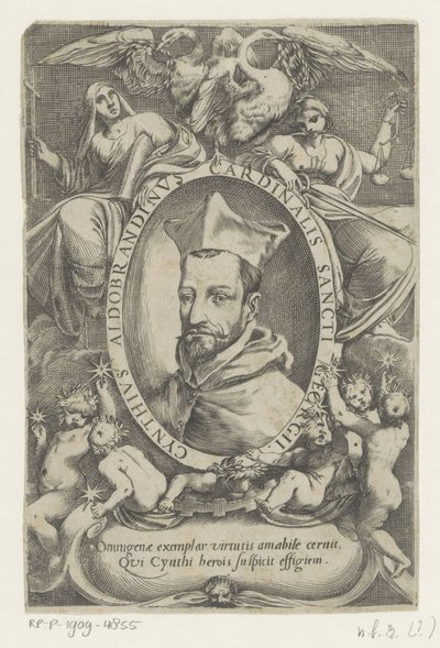 チンツィオ・アルドブランディーニのポートレット・ヴァン・カルディナ 作： Agostino Carracci (possibly)