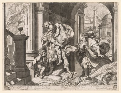 アエネアスと彼の家族の逃亡トロイ、1595年。 作： Agostino Carracci