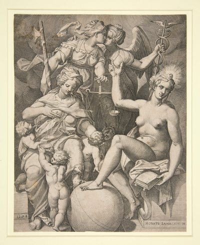 慈善、正義、真実、そして平和 作： Agostino Carracci
