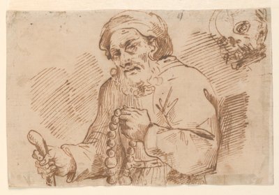 年配の巡礼者の半身像 作： Agostino Carracci