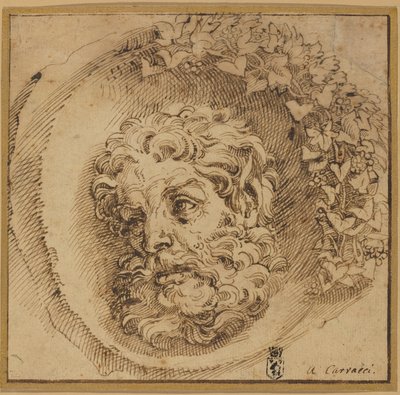 凹面ラウンデルの牧神の頭 作： Agostino Carracci
