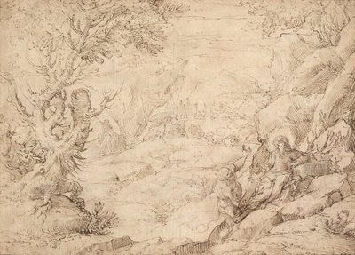キリストの誘惑のある風景 作： Agostino Carracci
