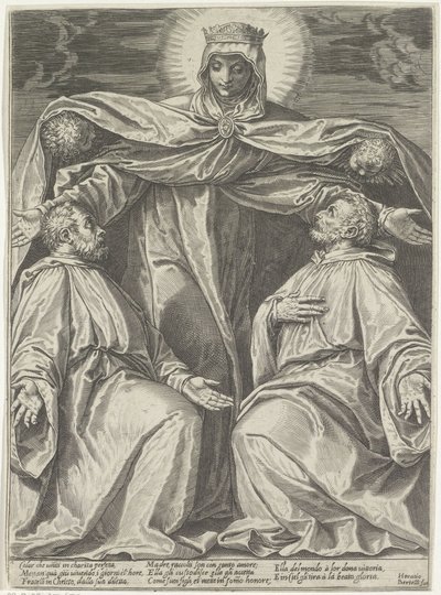メアリーは同胞団のメンバーを保護します 作： Agostino Carracci