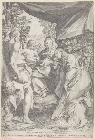 聖母子と聖ヒエロニムスとマグダラのマリア 作： Agostino Carracci