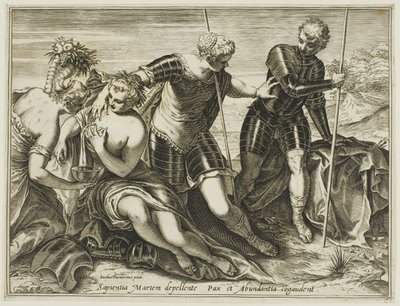 ミネルバによって平和と豊かさから追い出された火星 作： Agostino Carracci