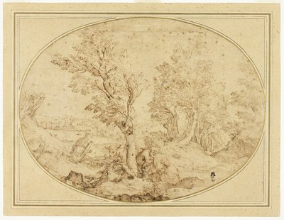 エジプトへの逃亡中の休息 作： Agostino Carracci