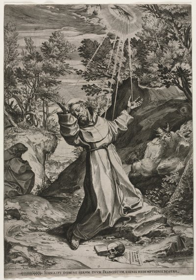 聖痕を受ける聖フランチェスコ 作： Agostino Carracci