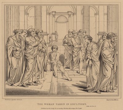 姦通にとられた女、ジョン 作： Agostino Carracci