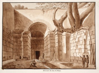 アルバノ湖のエッサリウム、1833年（茶色のウォッシュでエッチング） 作： Agostino Tofanelli