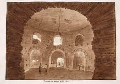 咳の神殿の内部、1833年（茶色のウォッシュでエッチング） 作： Agostino Tofanelli