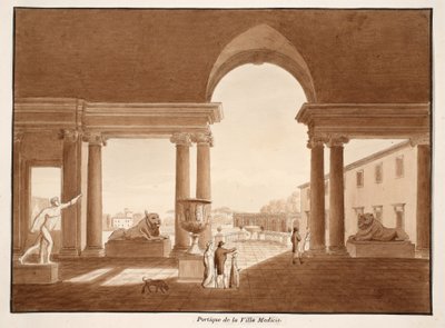 ヴィラメディチのポルティコ、1833年（茶色のウォッシュでエッチング） 作： Agostino Tofanelli