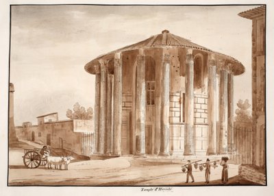 ヘラクレス神殿ビクター、1833年（茶色のウォッシュでエッチング） 作： Agostino Tofanelli