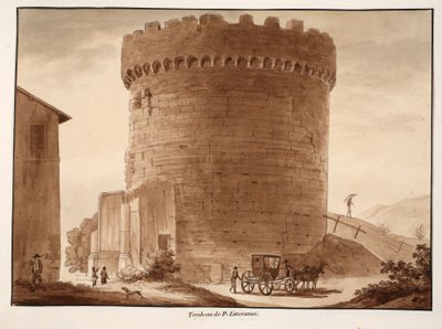 HoratiiとCuriatiiの墓、1833年（茶色のウォッシュでエッチング） 作： Agostino Tofanelli