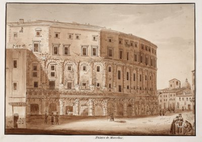 マルケッルス劇場、1833年（茶色のウォッシュでエッチング） 作： Agostino Tofanelli