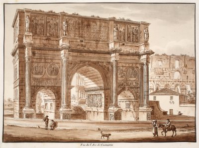 コンスタンティヌスの凱旋門、1833年（茶色のウォッシュでエッチング） 作： Agostino Tofanelli