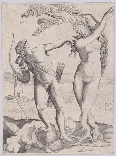 アポロンとダフネ、1518 年。 作： Agostino Veneziano