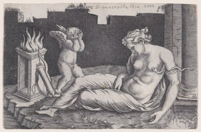 クレオパトラ、1528 年。 作： Agostino Veneziano