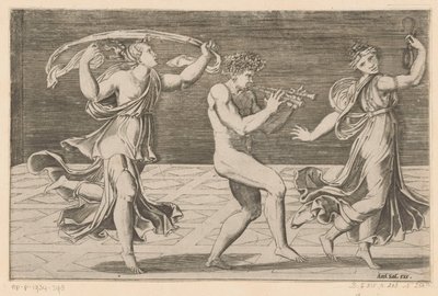 踊るサテュロスとメナード 作： Agostino Veneziano