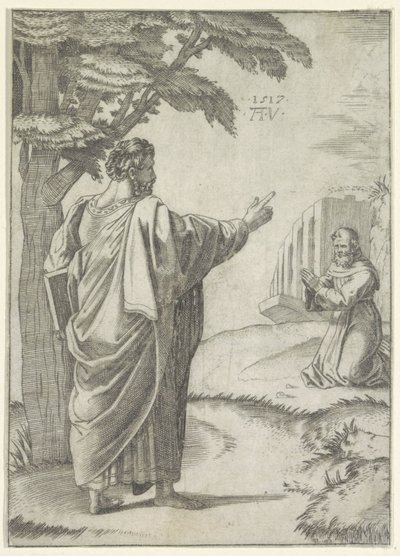 聖パウロとフランシスコ修道士 作： Agostino Veneziano