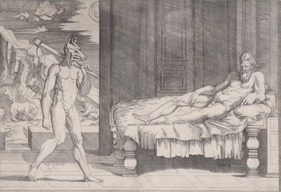 1524 年にオオカミに変身したリカオン。 作： Agostino Veneziano