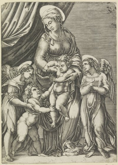 聖母マリアと幼い洗礼者ヨハネ 作： Agostino Veneziano