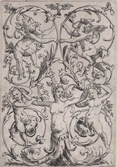装飾パネル、約。 1514-36。 作： Agostino Veneziano