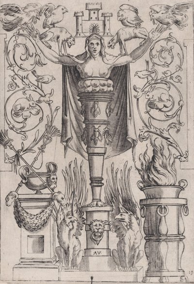 装飾パネル、約。 1514-36。 作： Agostino Veneziano
