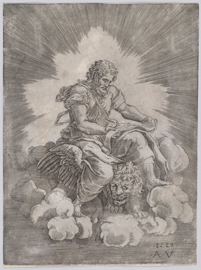 聖マルコ、1518 年。 作： Agostino Veneziano