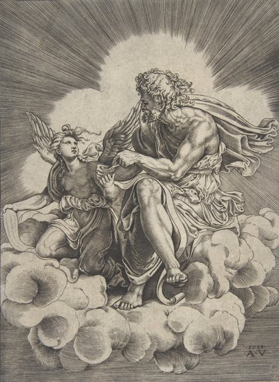 聖マタイ、1518 年。 作： Agostino Veneziano