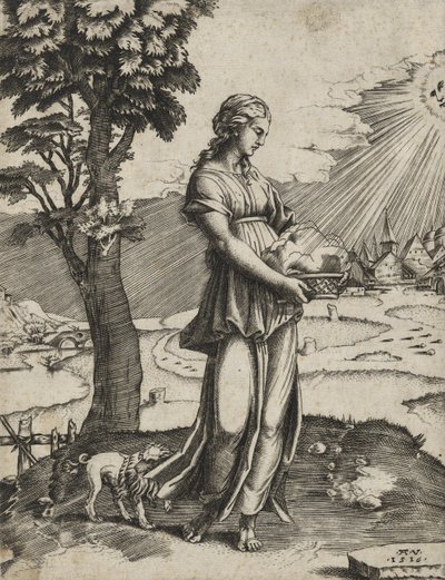 Cumaean Sybil、1516（敷設紙に彫刻） 作： Agostino Veneziano