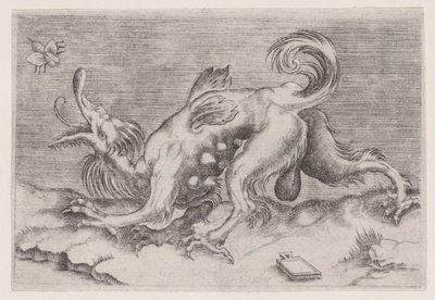 ドラゴンと蜂、約。 1514-36。 作： Agostino Veneziano