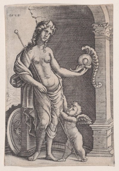 栄光の愛、1528 年。 作： Agostino Veneziano